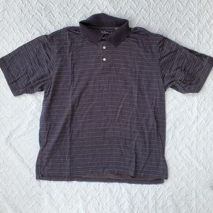 Alan Flusser Golf Polo Shirt Navy Blue Short Sleeves LARGE